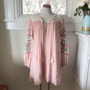 Umgee | Boho Pink Embroidered Tunic